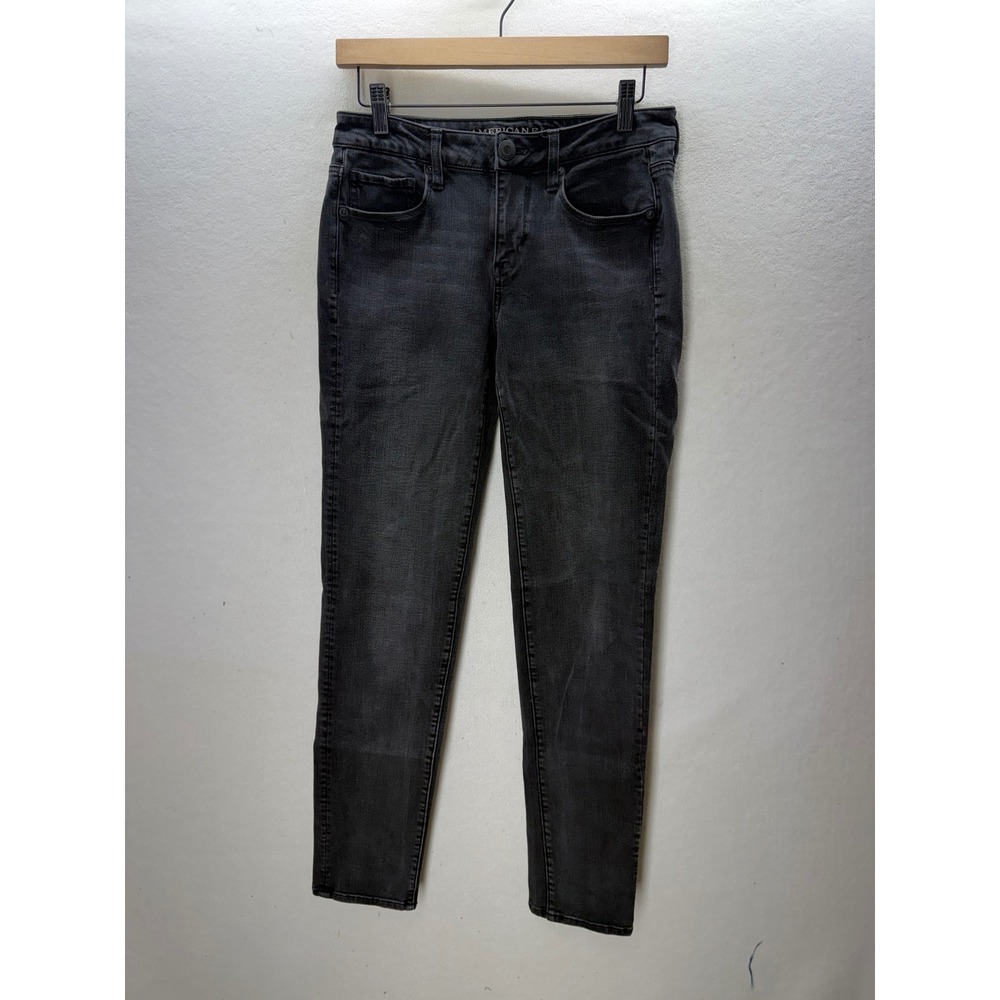 American Eagle Skinny Jeans Womens 8 Long Black Super Stretch X4 3634